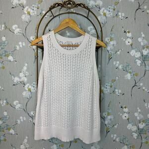A New Day White Knit Sleeveless Top - Size Large